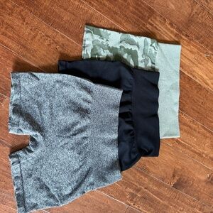 Set of Three Women's Shorts - Gray, Black, Camouflage